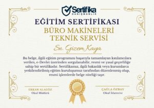 BÜRO MAKİNELERİ TEKNİK SERVİSİ USTALIK & KALFALIK BELGESİ