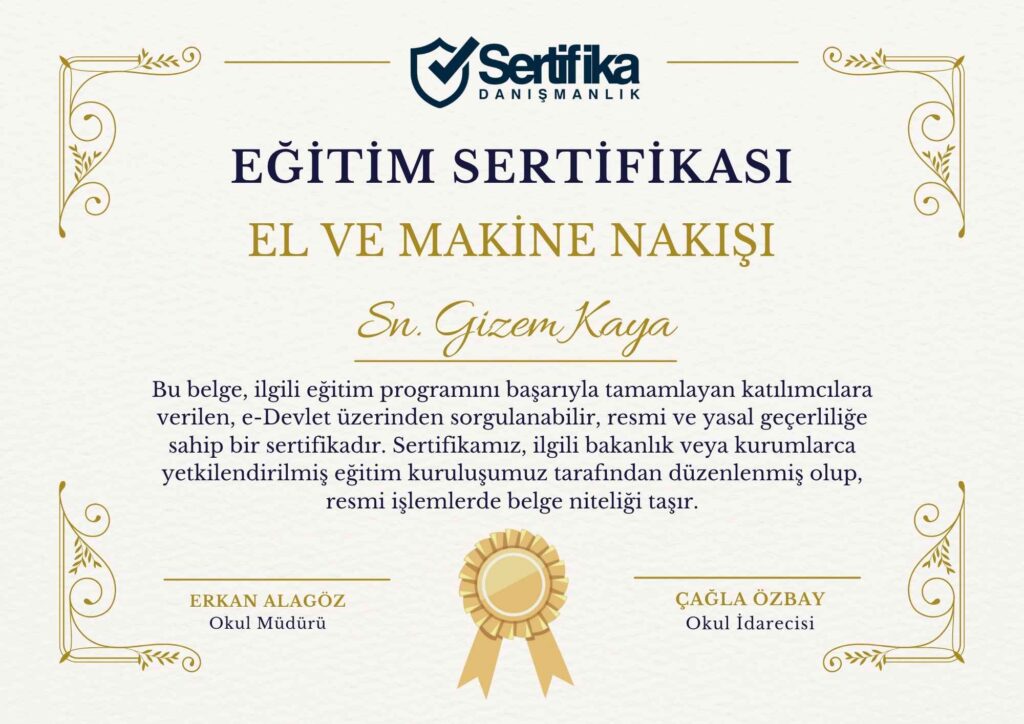 EL VE MAKİNE NAKIŞI USTALIK & KALFALIK BELGESİ