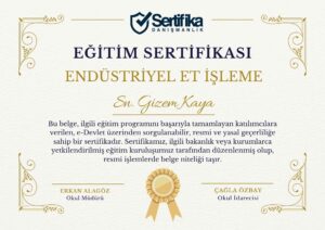 ENDÜSTRİYEL ET İŞLEME USTALIK & KALFALIK BELGESİ