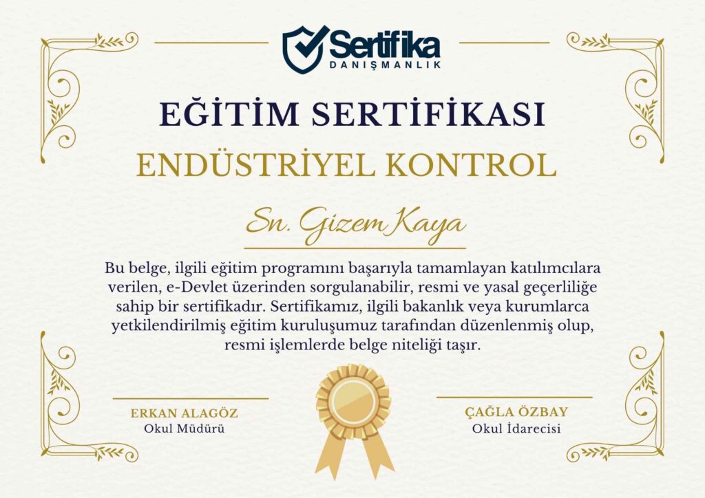 ENDÜSTRİYEL KONTROL USTALIK & KALFALIK BELGESİ