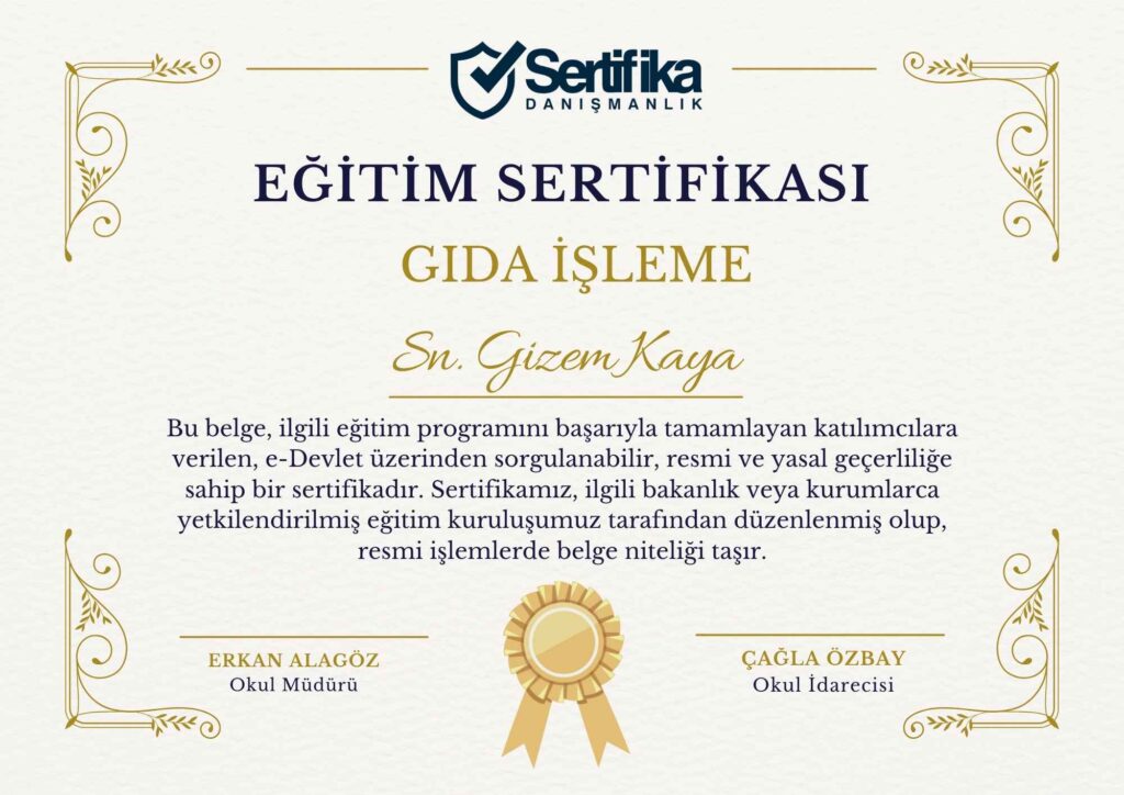 GIDA İŞLEME USTALIK & KALFALIK BELGESİ