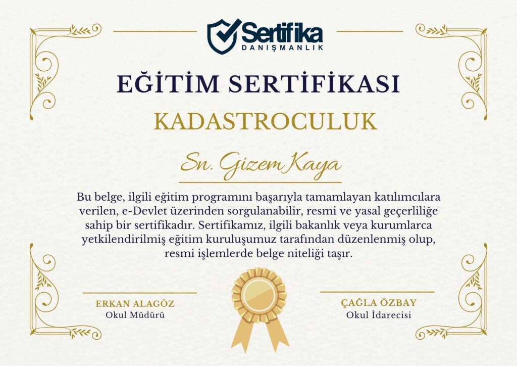 KADASTROCULUK USTALIK & KALFALIK BELGESİ