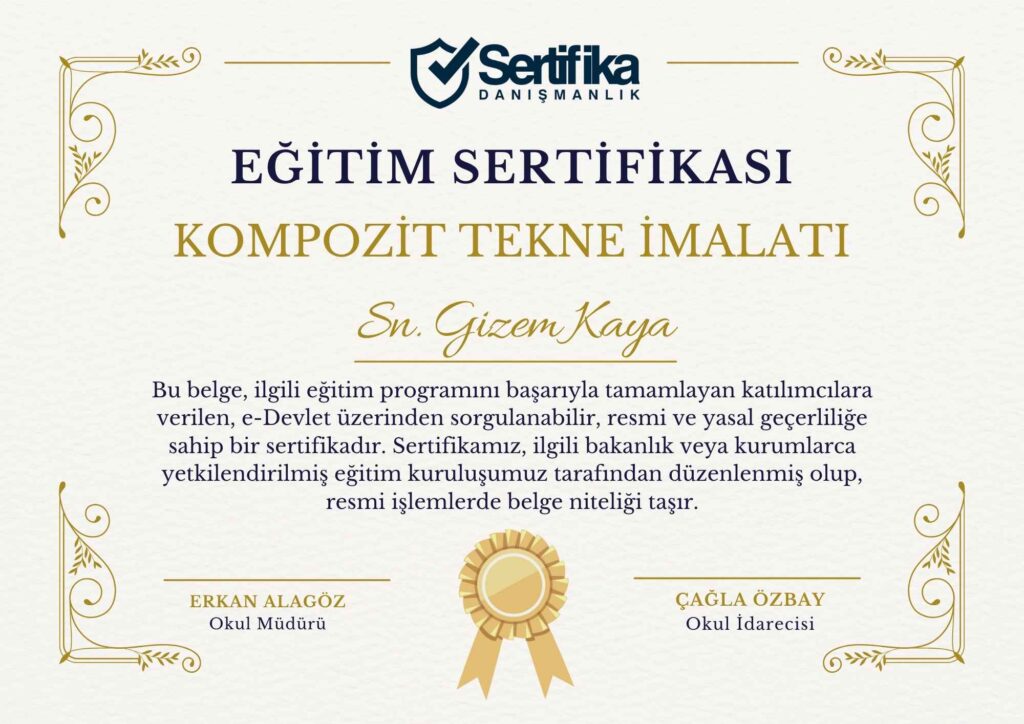 KOMPOZİT TEKNE İMALATI USTALIK & KALFALIK BELGESİ