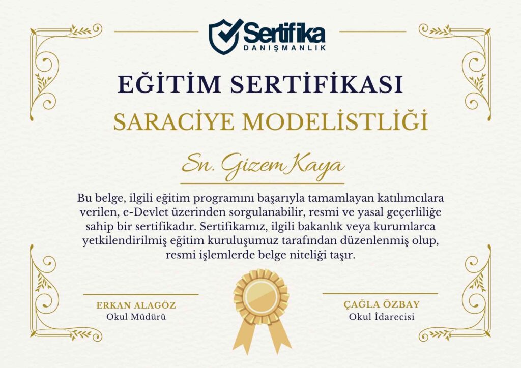 SARACİYE MODELİSTLİĞİ USTALIK & KALFALIK BELGESİ