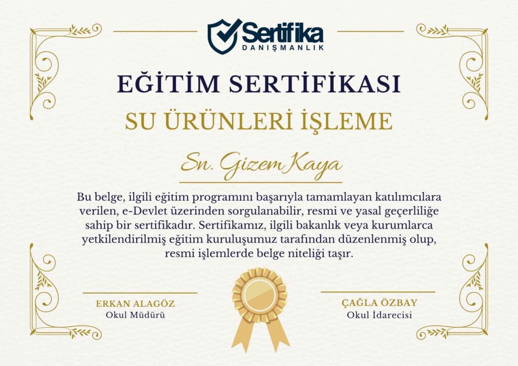 SU ÜRÜNLERİ İŞLEME USTALIK & KALFALIK BELGESİ