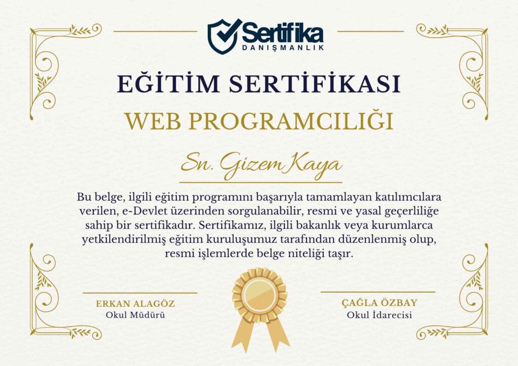 WEB PROGRAMCILIĞI USTALIK & KALFALIK BELGESİ